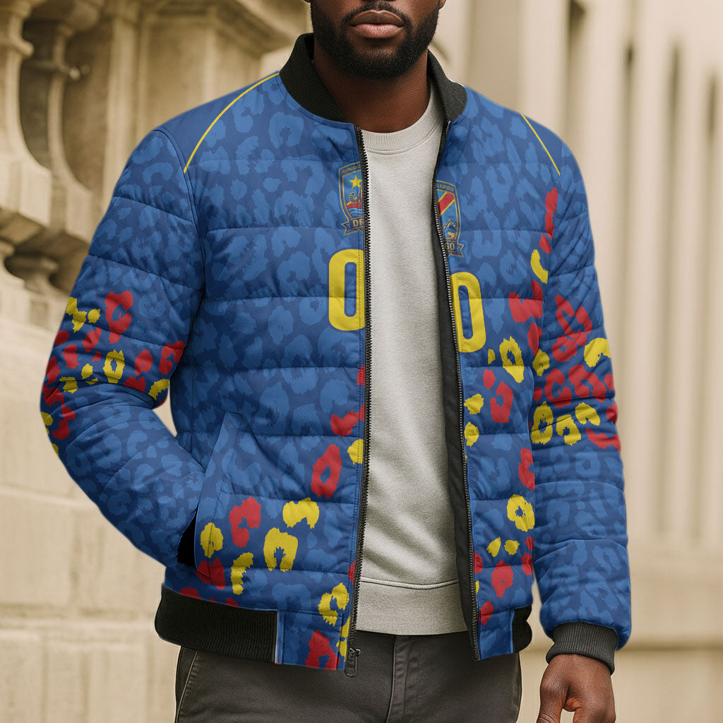DR Congo Kopo ya Mokili Custom Bomber Puffer Jacket Kuba Kingdom Pattern Edition