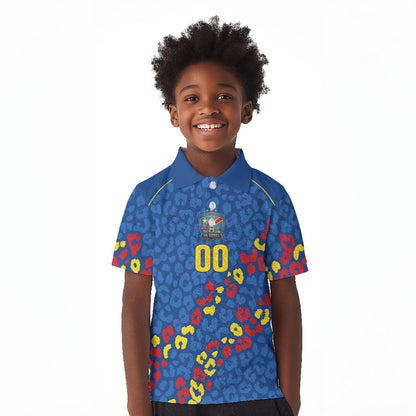 DR Congo Kopo ya Mokili Custom Kid Polo Shirt Kuba Kingdom Pattern Edition