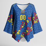 DR Congo Kopo ya Mokili Custom Kimono Sleeve Blouse Kuba Kingdom Pattern Edition
