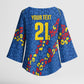 DR Congo Kopo ya Mokili Custom Kimono Sleeve Blouse Kuba Kingdom Pattern Edition
