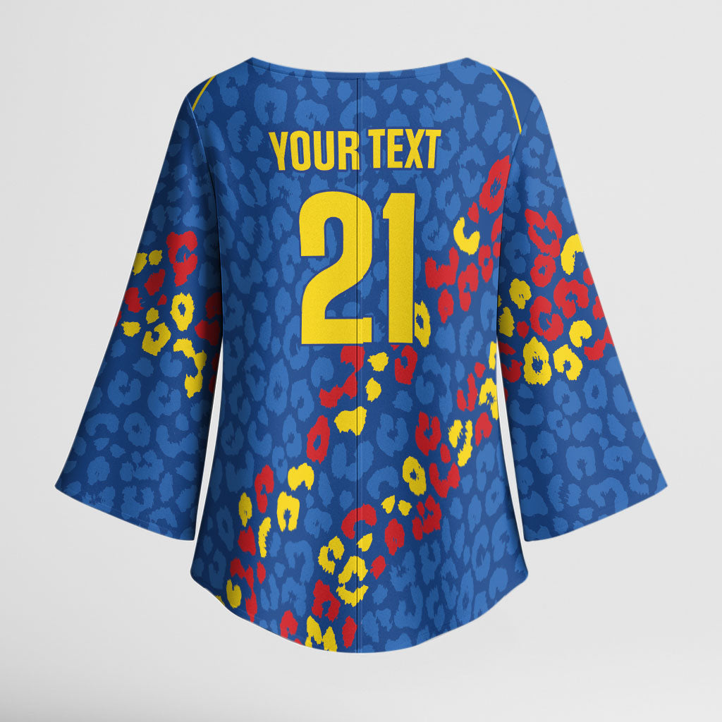 DR Congo Kopo ya Mokili Custom Kimono Sleeve Blouse Kuba Kingdom Pattern Edition