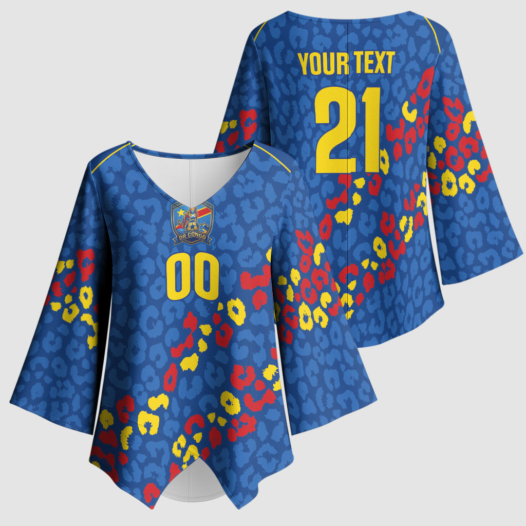 DR Congo Kopo ya Mokili Custom Kimono Sleeve Blouse Kuba Kingdom Pattern Edition