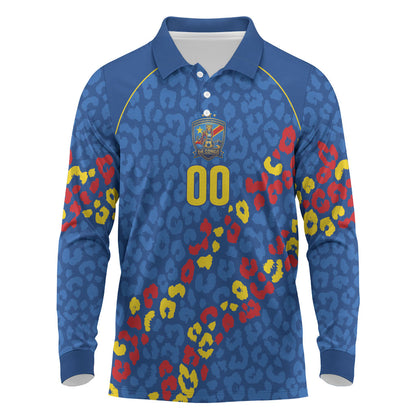 DR Congo Kopo ya Mokili Custom Long Sleeve Polo Shirt Kuba Kingdom Pattern Edition