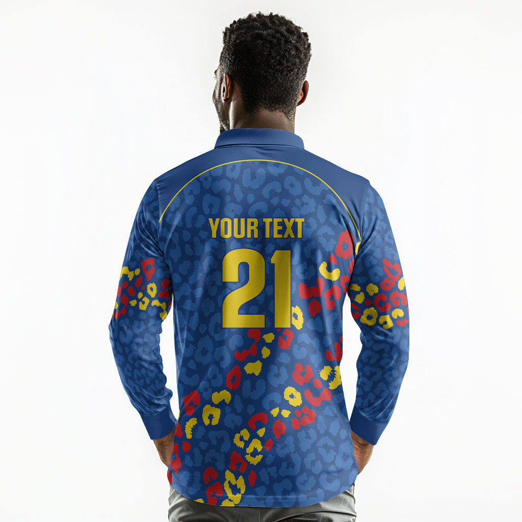 DR Congo Kopo ya Mokili Custom Long Sleeve Polo Shirt Kuba Kingdom Pattern Edition