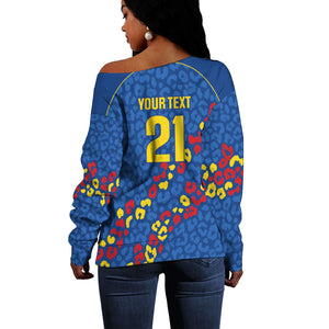 DR Congo Kopo ya Mokili Custom Off Shoulder Sweater Kuba Kingdom Pattern Edition