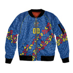 DR Congo Kopo ya Mokili Custom Sleeve Zip Bomber Jacket Kuba Kingdom Pattern Edition