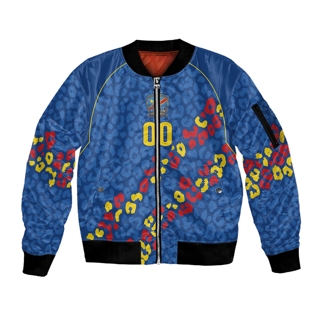 DR Congo Kopo ya Mokili Custom Sleeve Zip Bomber Jacket Kuba Kingdom Pattern Edition