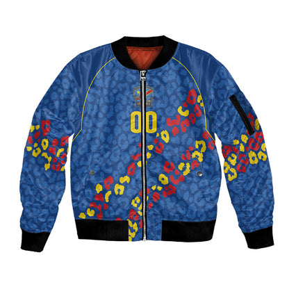 DR Congo Kopo ya Mokili Custom Sleeve Zip Bomber Jacket Kuba Kingdom Pattern Edition