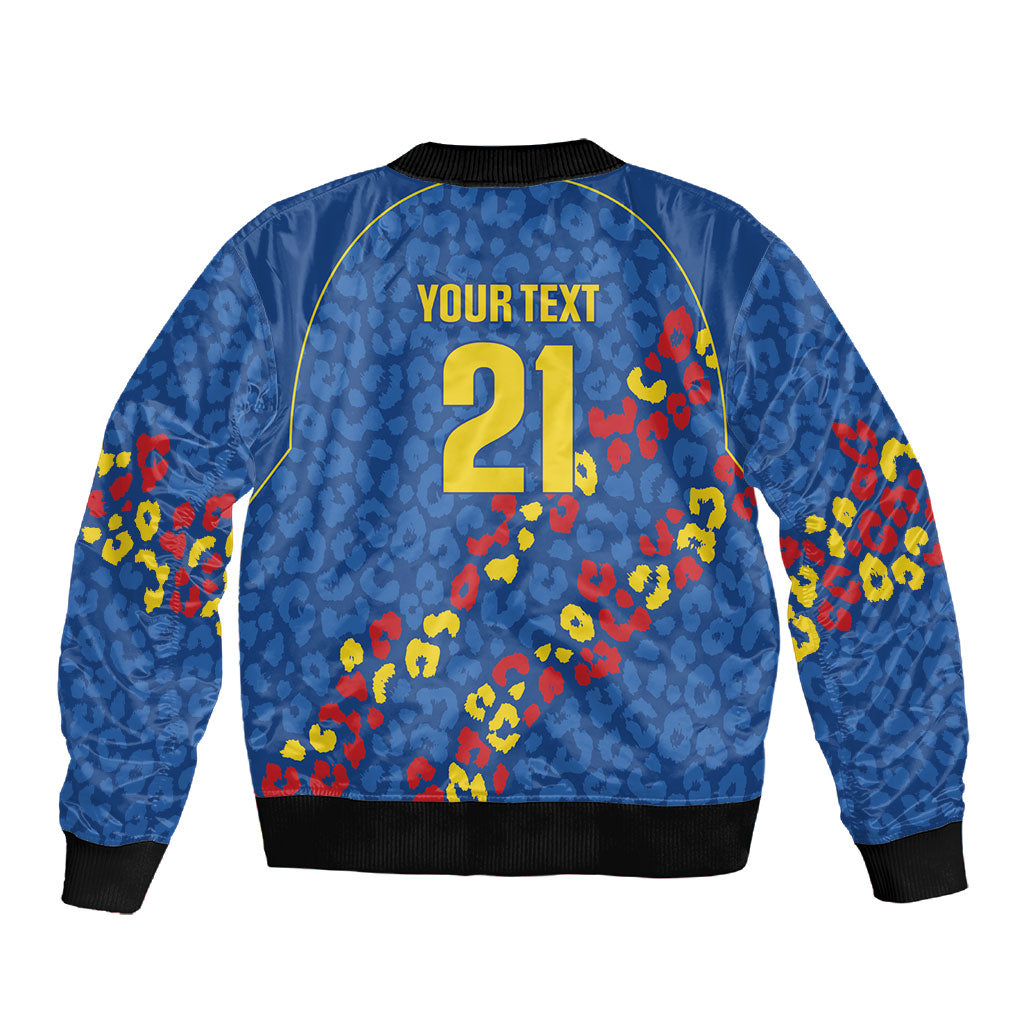 DR Congo Kopo ya Mokili Custom Sleeve Zip Bomber Jacket Kuba Kingdom Pattern Edition