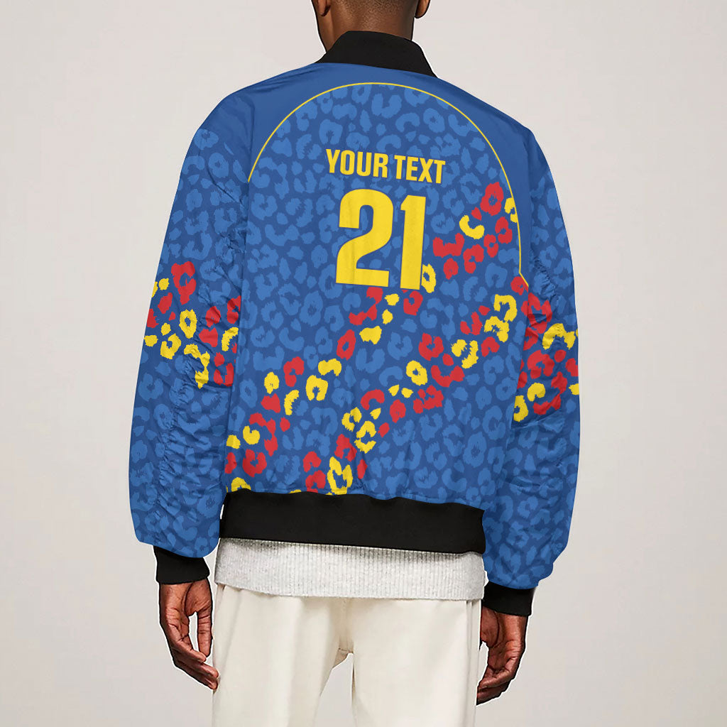 DR Congo Kopo ya Mokili Custom Sleeve Zip Bomber Jacket Kuba Kingdom Pattern Edition