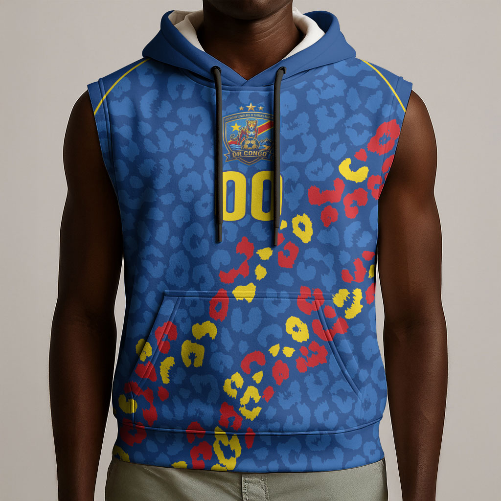 DR Congo Kopo ya Mokili Custom Sleeveless Hoodie Kuba Kingdom Pattern Edition