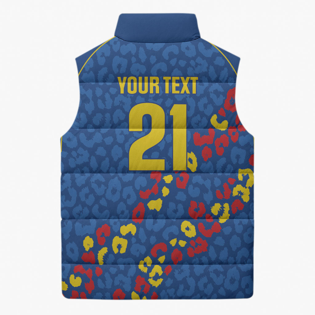DR Congo Kopo ya Mokili Custom Sleeveless Puffer Jacket Kuba Kingdom Pattern Edition