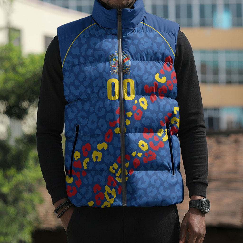 DR Congo Kopo ya Mokili Custom Sleeveless Puffer Jacket Kuba Kingdom Pattern Edition