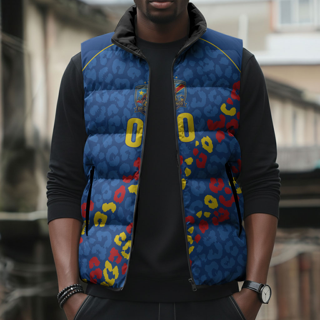 DR Congo Kopo ya Mokili Custom Sleeveless Puffer Jacket Kuba Kingdom Pattern Edition
