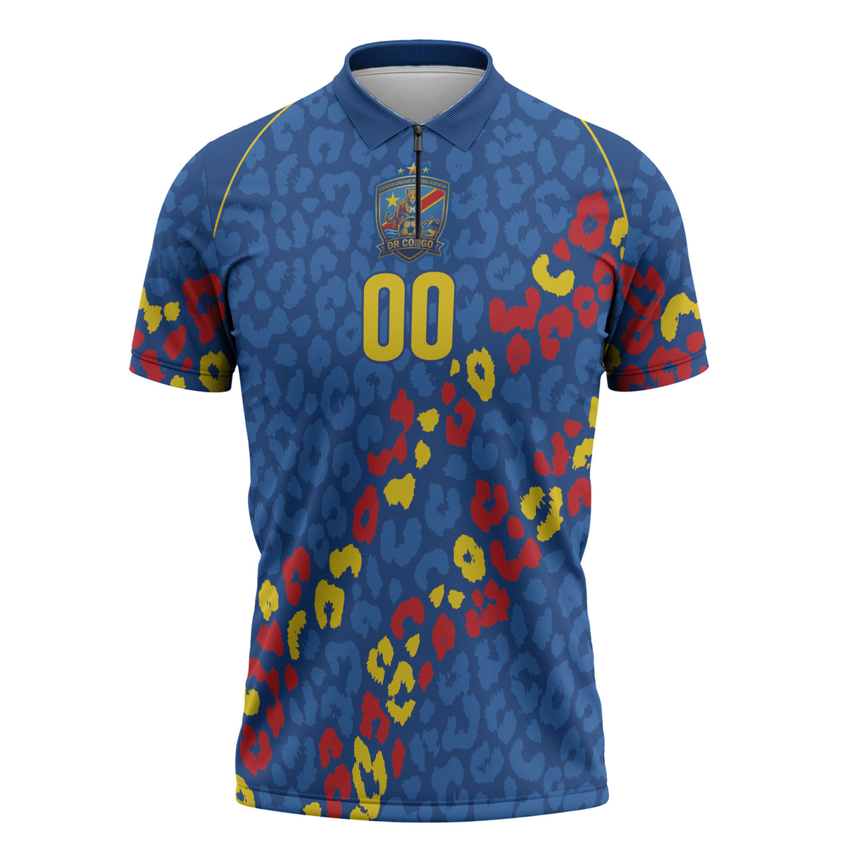 DR Congo Kopo ya Mokili Custom Zipper Polo Shirt Kuba Kingdom Pattern Edition