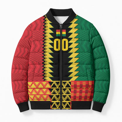Ghana Wiase Kuruwa Custom Bomber Puffer Jacket Kente Pride Edition
