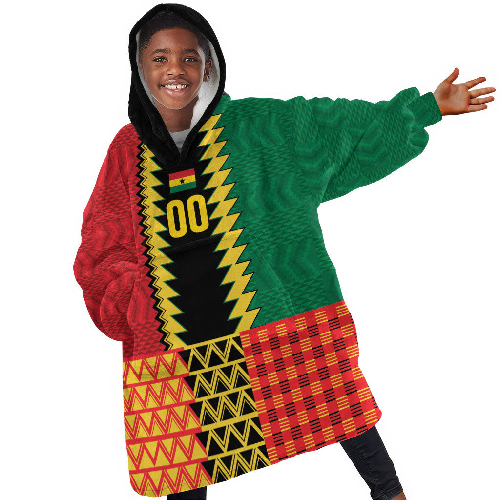 Ghana Wiase Kuruwa Custom Kid Wearable Blanket Hoodie Kente Pride Edition