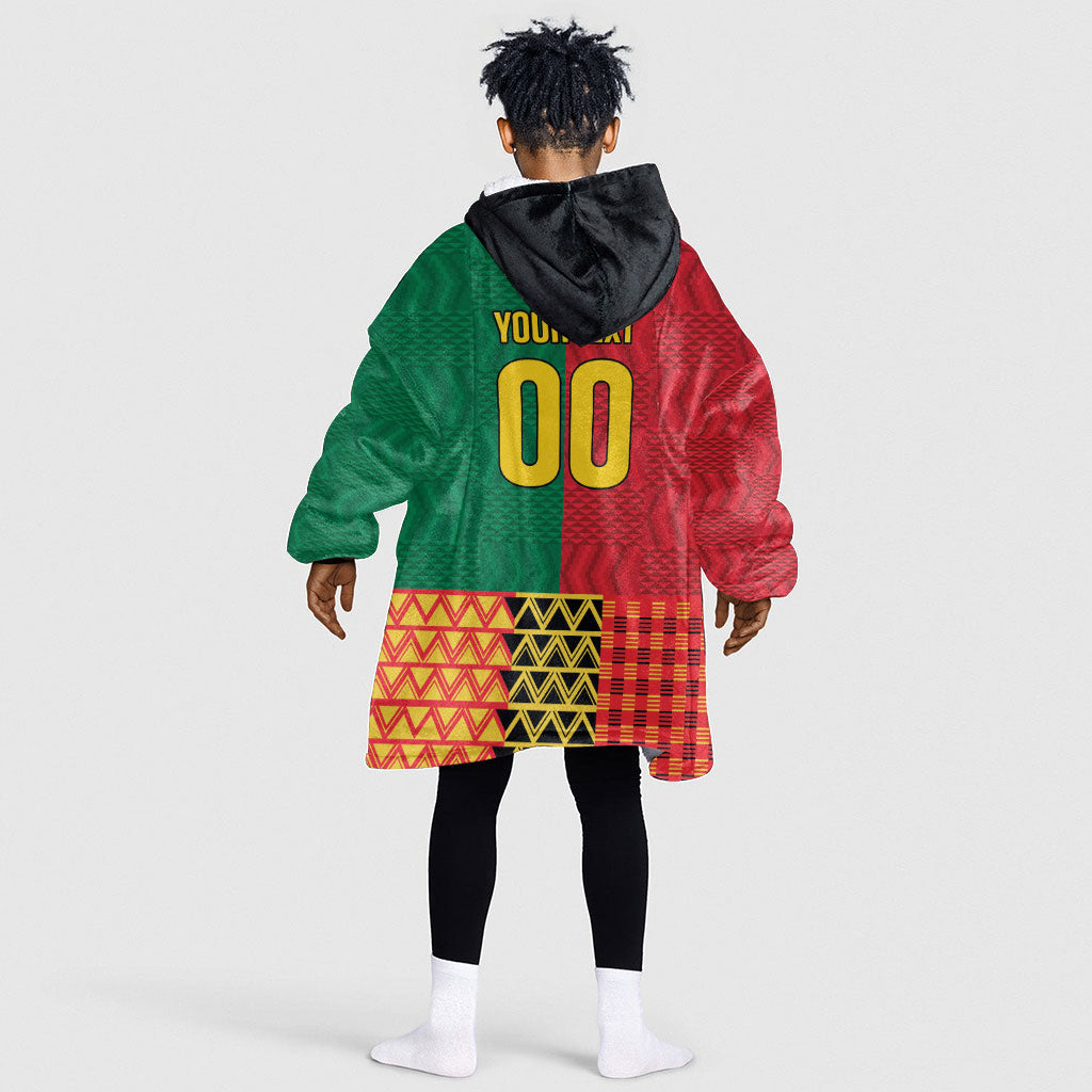 Ghana Wiase Kuruwa Custom Kid Wearable Blanket Hoodie Kente Pride Edition