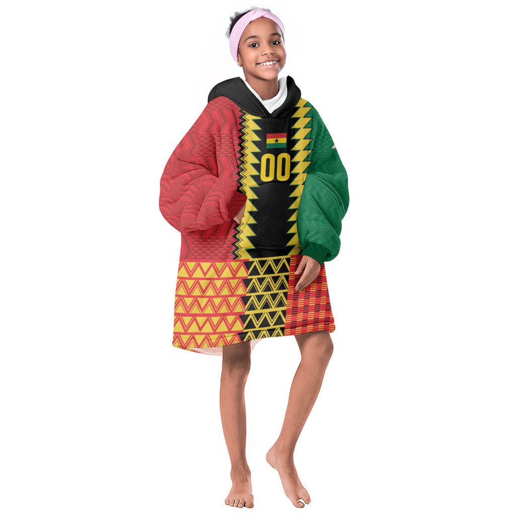 Ghana Wiase Kuruwa Custom Kid Wearable Blanket Hoodie Kente Pride Edition