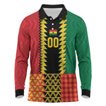 Ghana Wiase Kuruwa Custom Long Sleeve Polo Shirt Kente Pride Edition