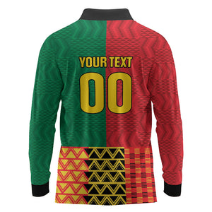 Ghana Wiase Kuruwa Custom Long Sleeve Polo Shirt Kente Pride Edition