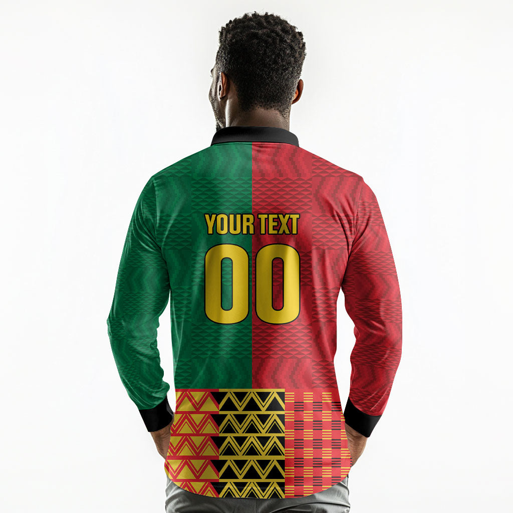 Ghana Wiase Kuruwa Custom Long Sleeve Polo Shirt Kente Pride Edition