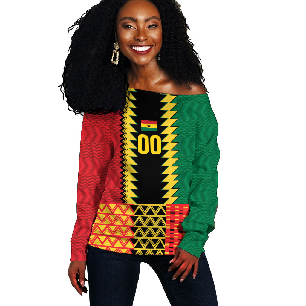 Ghana Wiase Kuruwa Custom Off Shoulder Sweater Kente Pride Edition