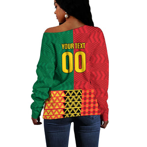 Ghana Wiase Kuruwa Custom Off Shoulder Sweater Kente Pride Edition