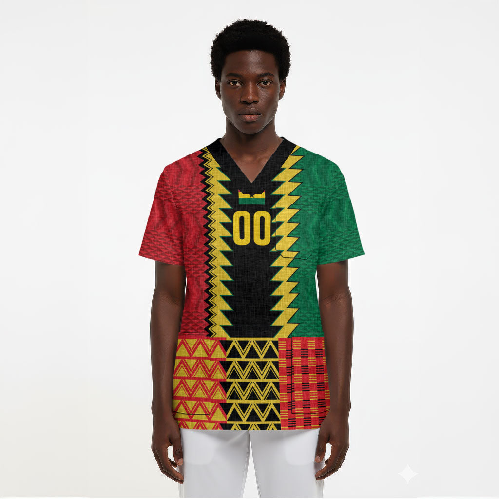 Ghana Wiase Kuruwa Custom Scrub Top Kente Pride Edition