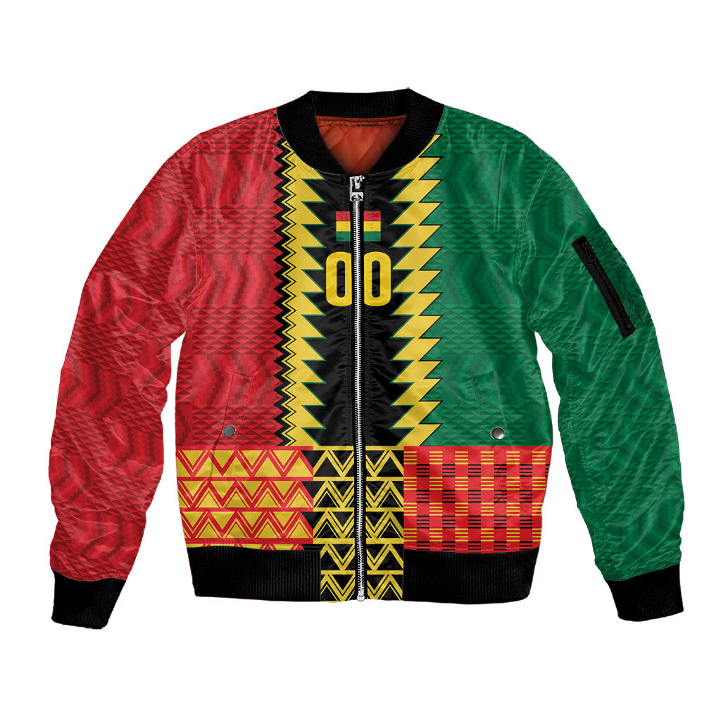 Ghana Wiase Kuruwa Custom Sleeve Zip Bomber Jacket Kente Pride Edition