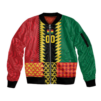 Ghana Wiase Kuruwa Custom Sleeve Zip Bomber Jacket Kente Pride Edition