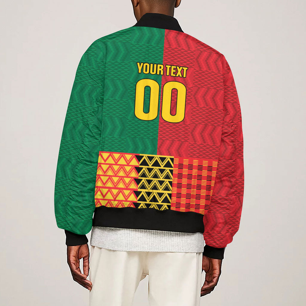 Ghana Wiase Kuruwa Custom Sleeve Zip Bomber Jacket Kente Pride Edition