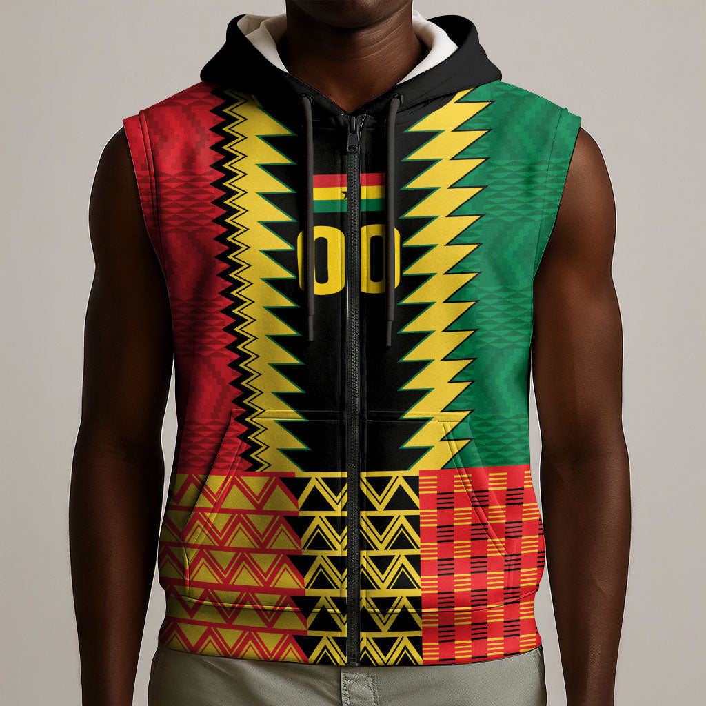 Ghana Wiase Kuruwa Custom Sleeveless Zip Hoodie Kente Pride Edition