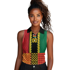 Ghana Wiase Kuruwa Custom Women Sleeveless Polo Shirt Kente Pride Edition