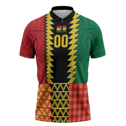 Ghana Wiase Kuruwa Custom Zipper Polo Shirt Kente Pride Edition