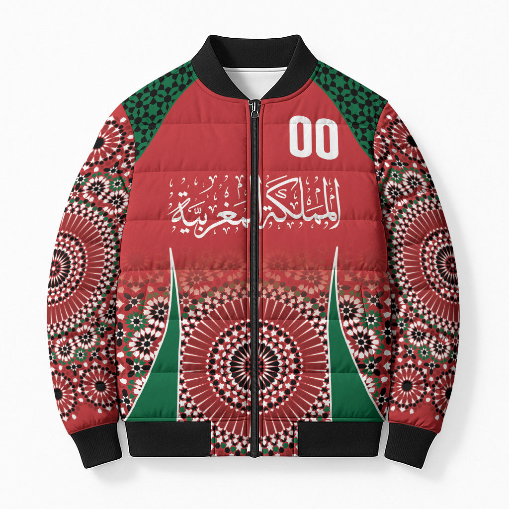 Morocco Yalla Vamos 2026 Custom Bomber Puffer Jacket Zellige Mosaic Edition