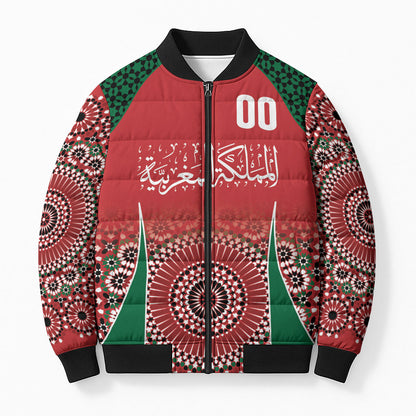 Morocco Yalla Vamos 2026 Custom Bomber Puffer Jacket Zellige Mosaic Edition