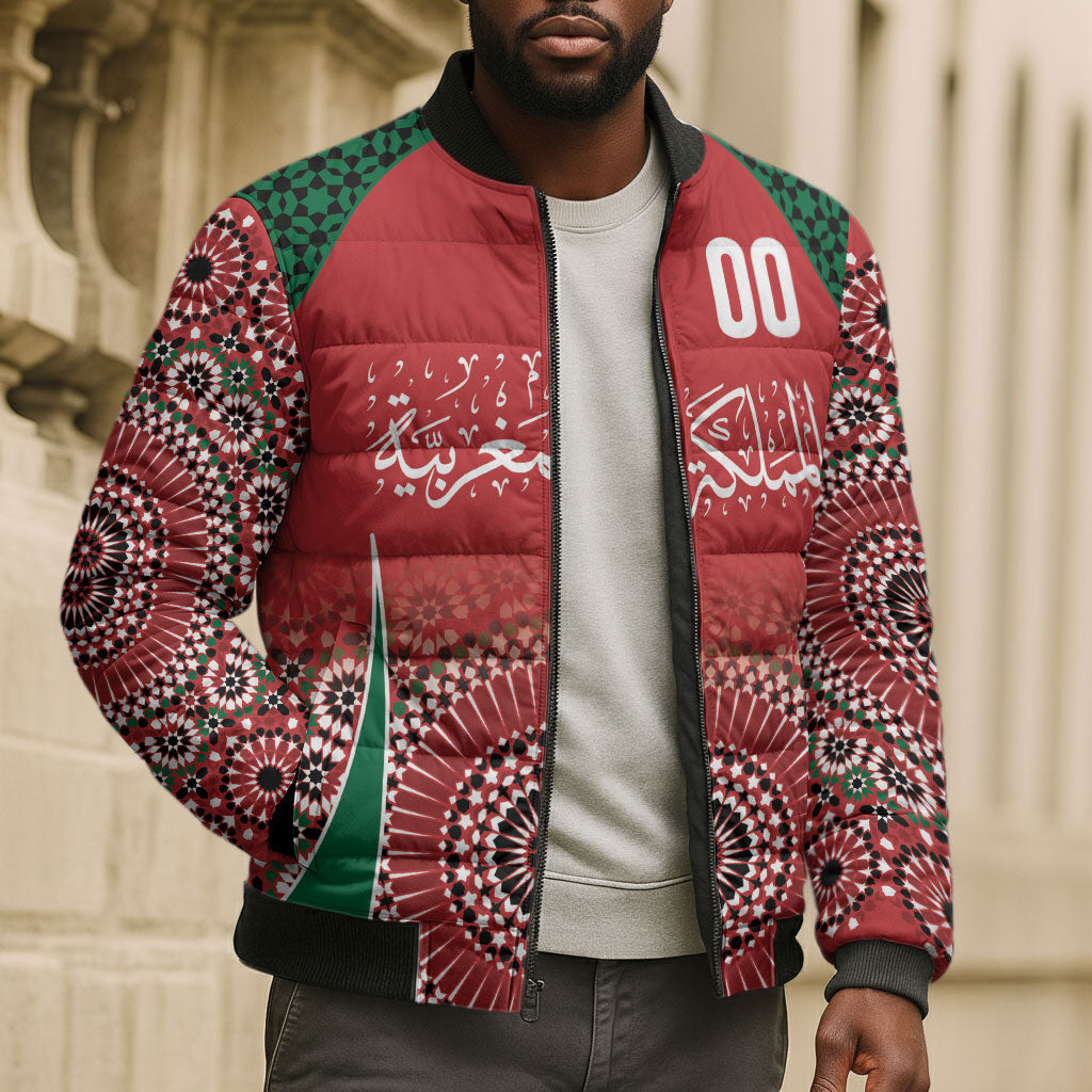 Morocco Yalla Vamos 2026 Custom Bomber Puffer Jacket Zellige Mosaic Edition