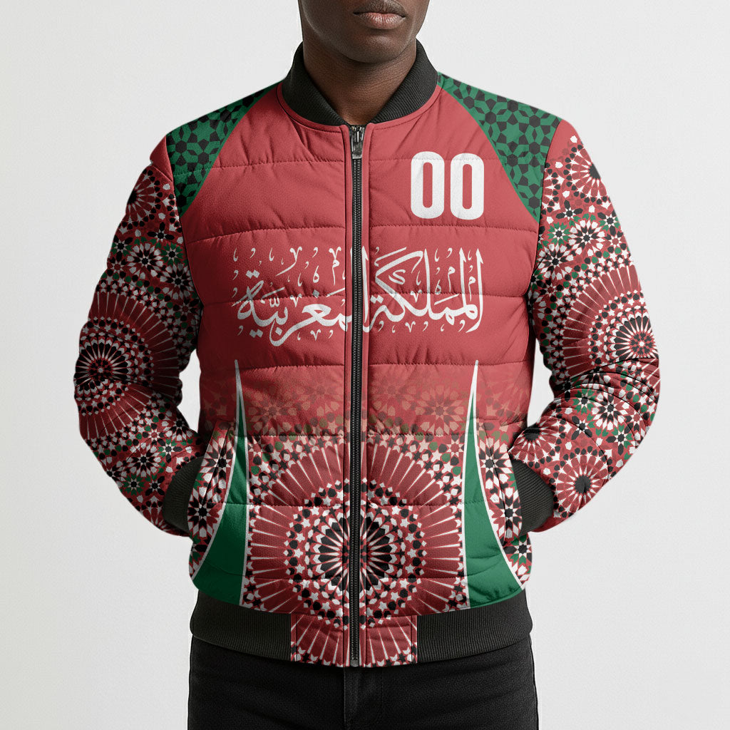 Morocco Yalla Vamos 2026 Custom Bomber Puffer Jacket Zellige Mosaic Edition
