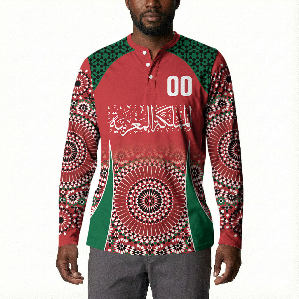 Morocco Yalla Vamos 2026 Custom Button Sweatshirt Zellige Mosaic Edition