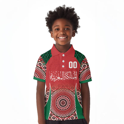 Morocco Yalla Vamos 2026 Custom Kid Polo Shirt Zellige Mosaic Edition
