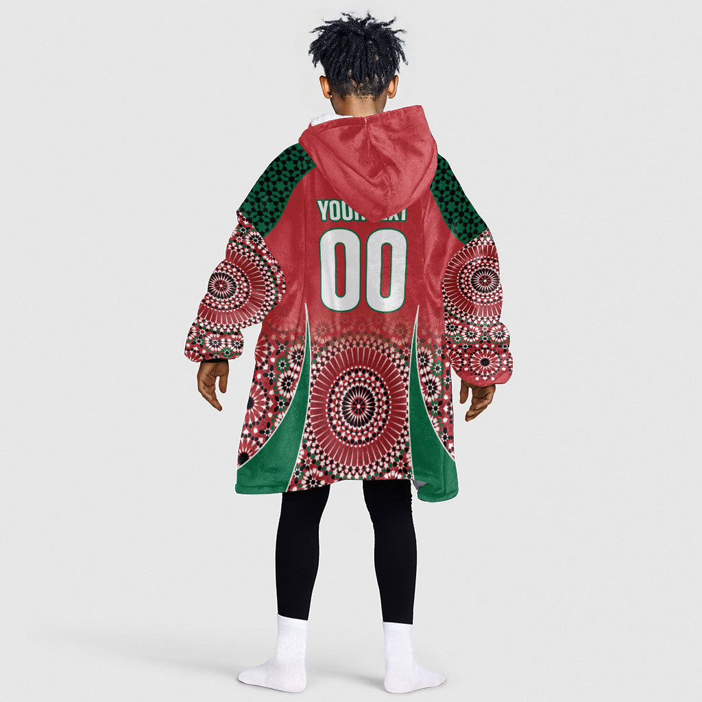 Morocco Yalla Vamos 2026 Custom Kid Wearable Blanket Hoodie Zellige Mosaic Edition