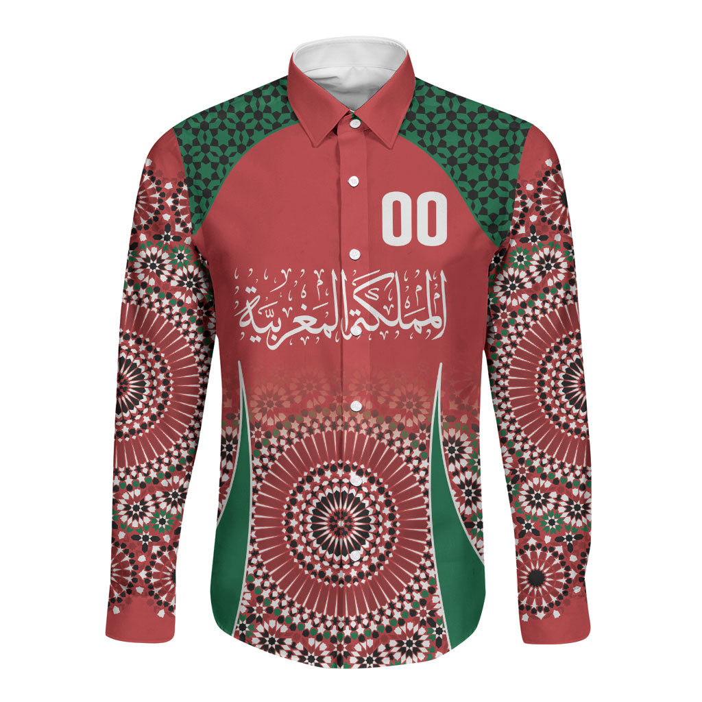 Morocco Yalla Vamos 2026 Custom Long Sleeve Button Shirt Zellige Mosaic Edition
