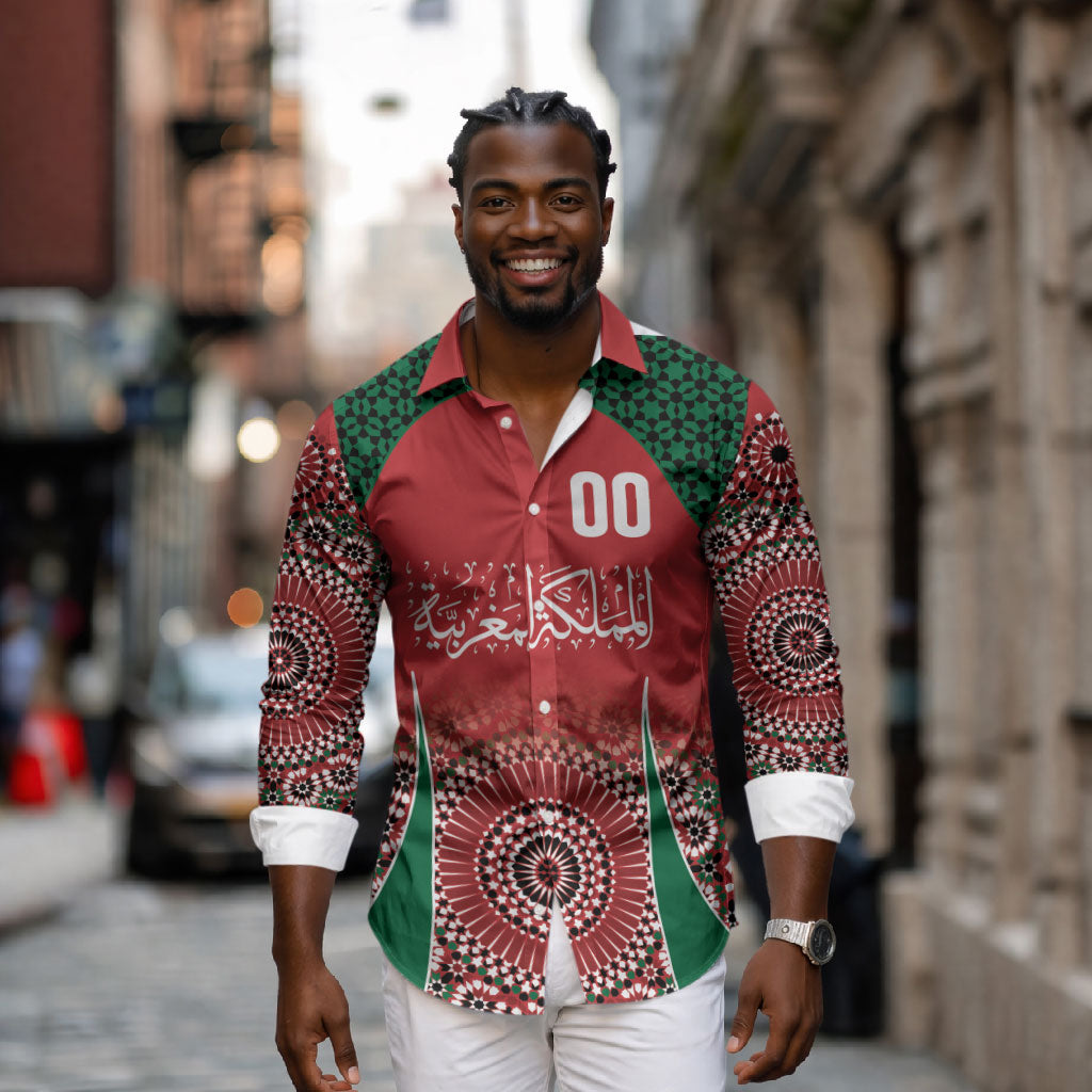 Morocco Yalla Vamos 2026 Custom Long Sleeve Button Shirt Zellige Mosaic Edition