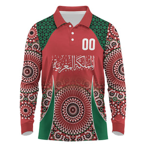 Morocco Yalla Vamos 2026 Custom Long Sleeve Polo Shirt Zellige Mosaic Edition