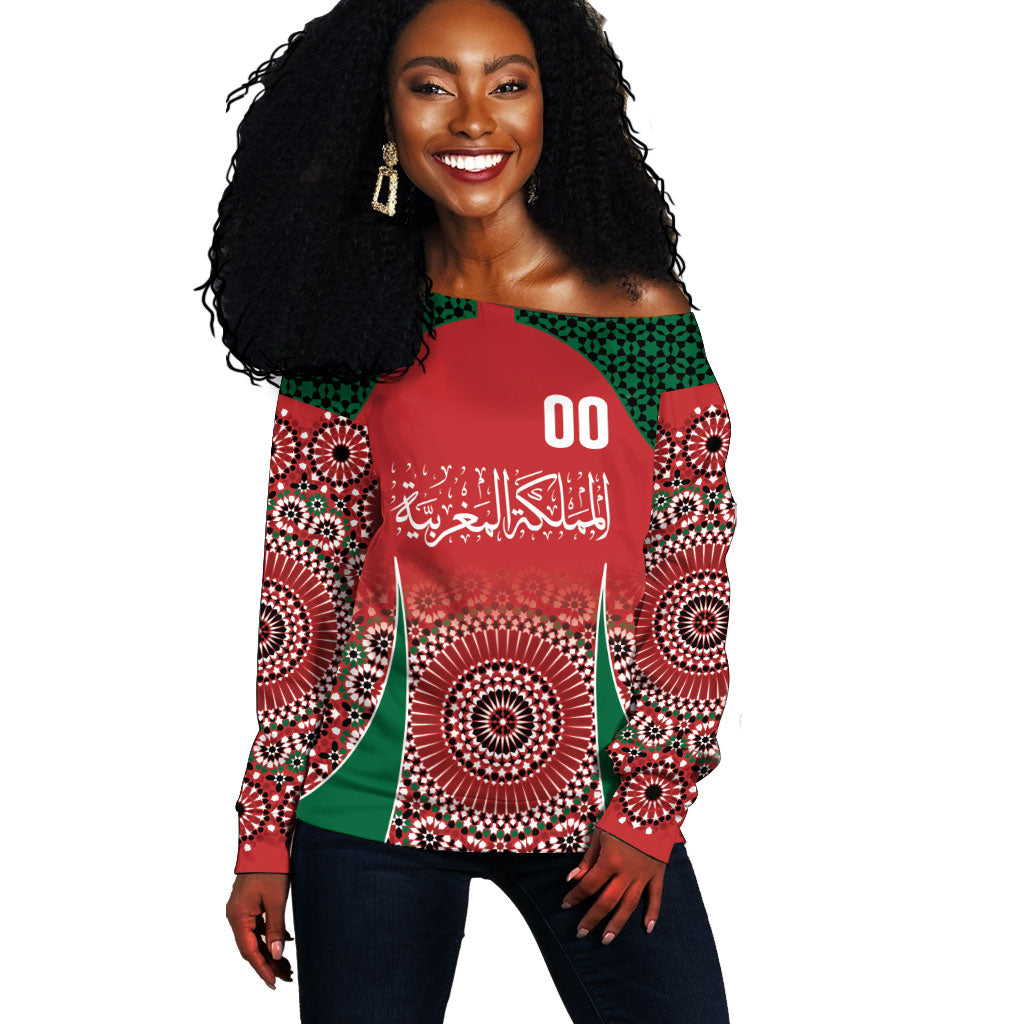 Morocco Yalla Vamos 2026 Custom Off Shoulder Sweater Zellige Mosaic Edition