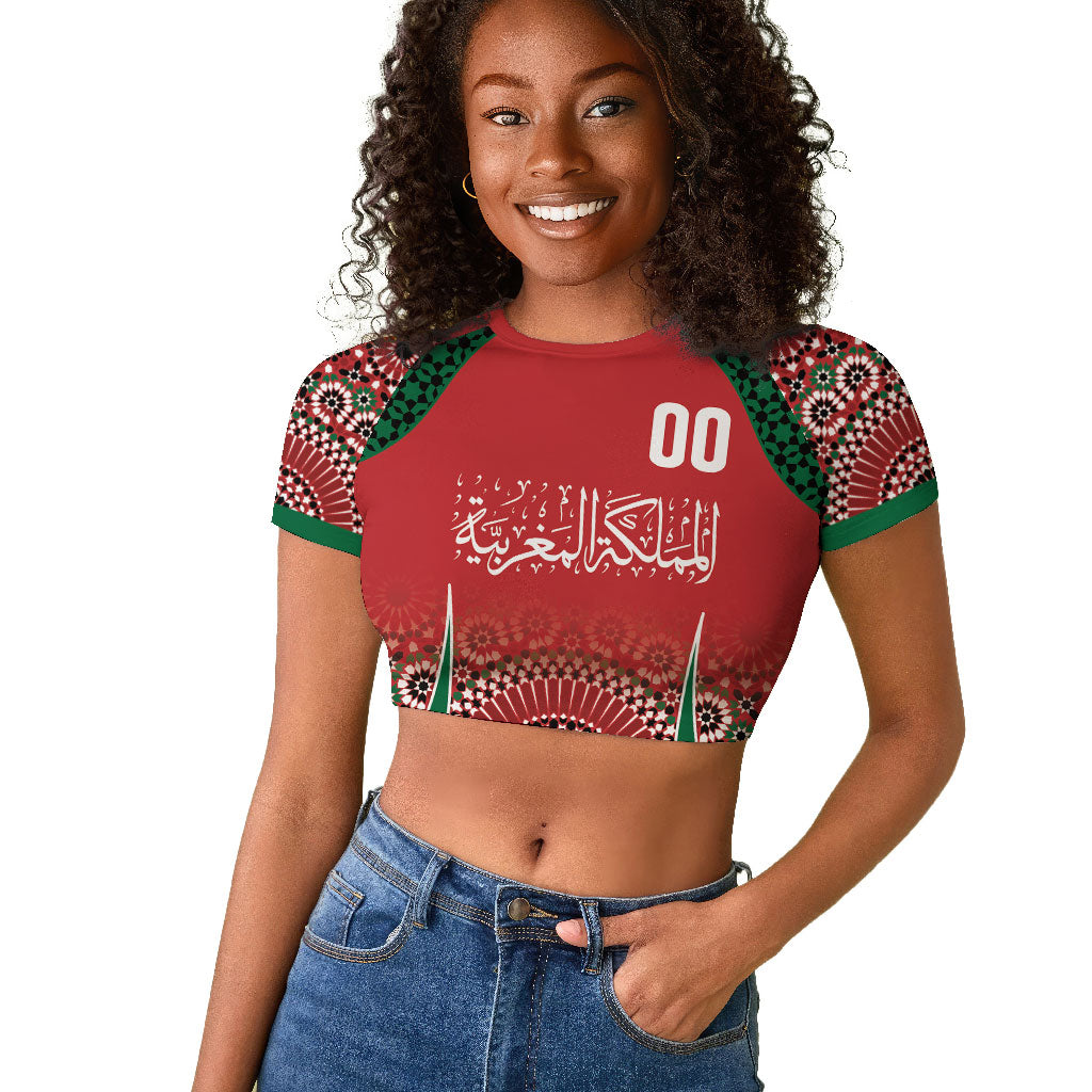Morocco Yalla Vamos 2026 Custom Raglan Cropped T shirt Zellige Mosaic Edition