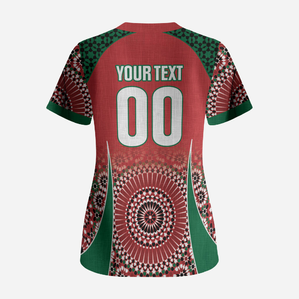 Morocco Yalla Vamos 2026 Custom Scrub Top Zellige Mosaic Edition