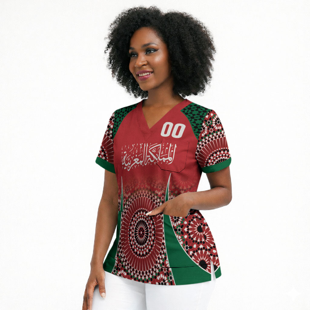Morocco Yalla Vamos 2026 Custom Scrub Top Zellige Mosaic Edition