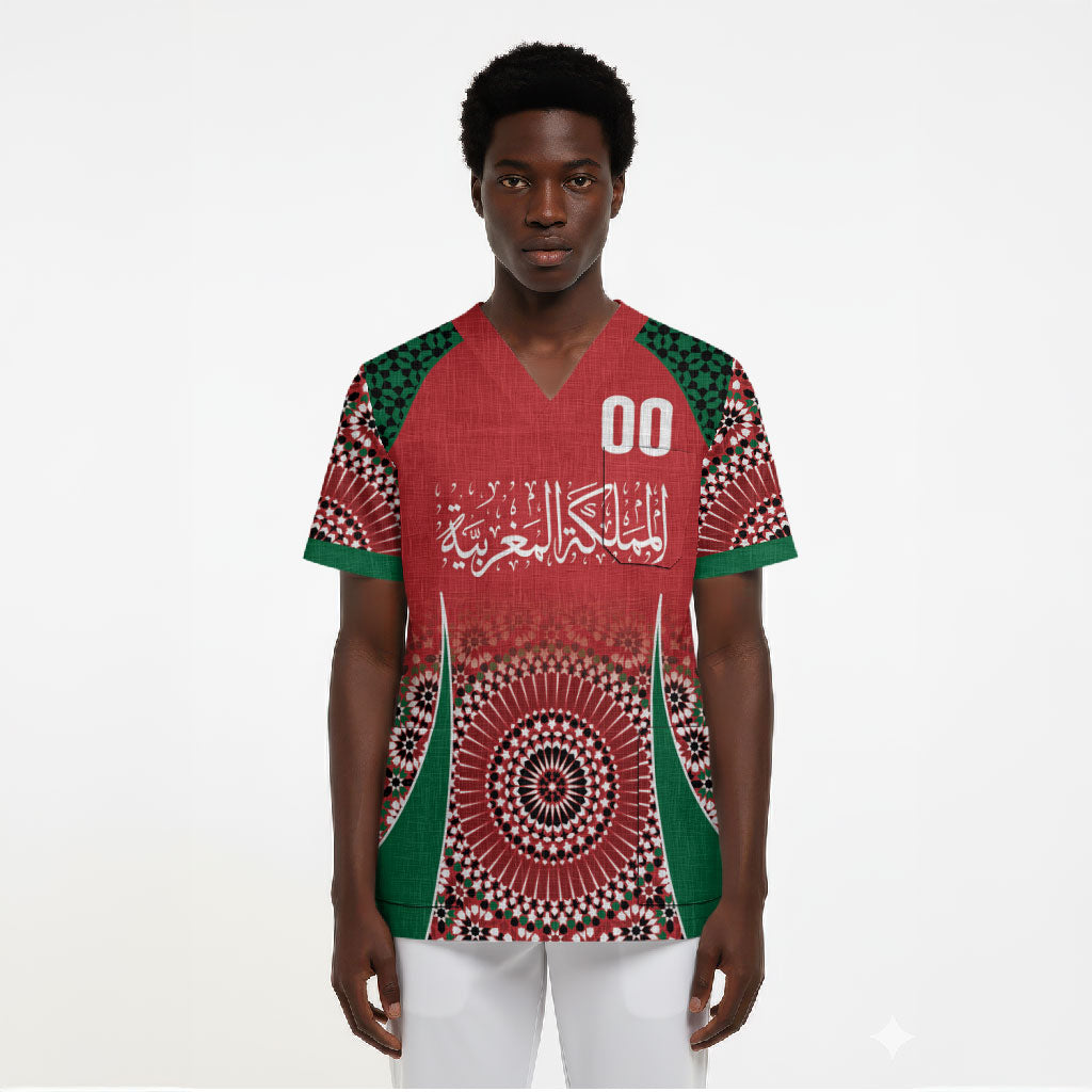 Morocco Yalla Vamos 2026 Custom Scrub Top Zellige Mosaic Edition